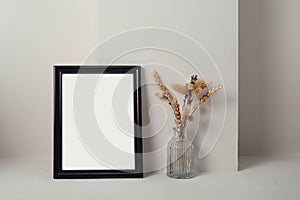 Still life with a black frame.