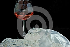 Still Life With Blush Wine and Lingerie