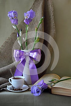 Still-life with a bouquet of iris