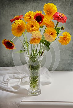 Still life with bouquet of summer flowers