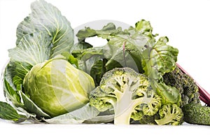 Still-life of cabbage and broccoli