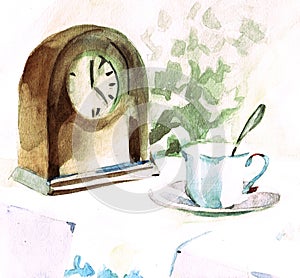 Still life with clock