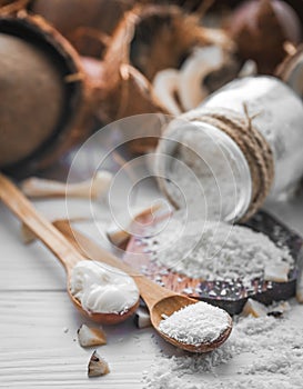 still life with coconut and flakes