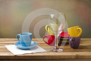 Still life with colorful tableware