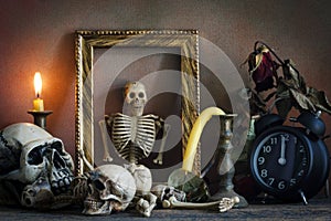 Still life concept,time and death