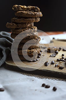 Still life from cookies of cakes and coffee beans