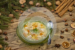 still life of Czech Christmas fish soup