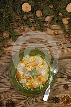 still life of Czech Christmas fish soup