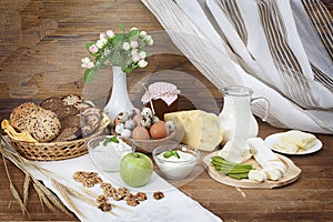 Still life of dairy produce