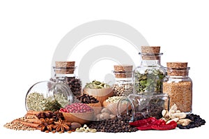 Still life of different spices and herbs