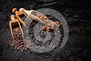 Still life of different types of salt