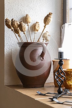 still life with dry poppies by the window, Mor, Hungary