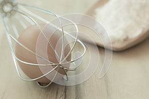 Still life egg in whisk.
