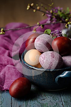 Still life with eggs and flowers