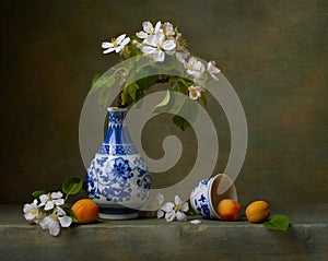 Still life with flowers of apple