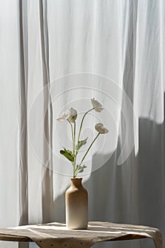 Still life of flowers in a glass on table