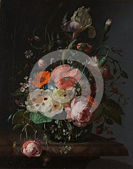 Still Life with Flowers on a Marble Tabletop, Rachel Ruysch, Rijksmuseum