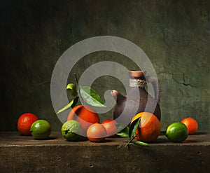 Still life with fruit and jug