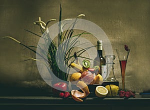 Still life with fruit and liquer