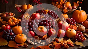 Still Life of Fruit, Nuts and Leaves