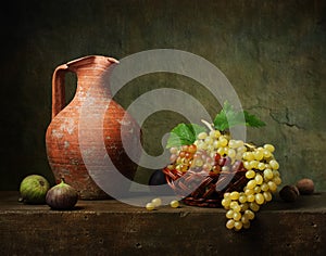 Still life with grapes and figs photo