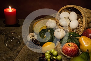 Still life harvest fruit and vegetable