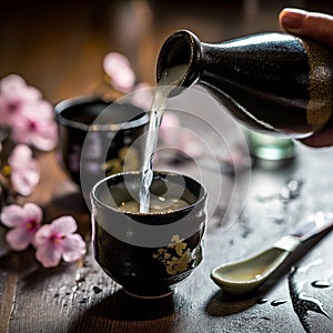 still life with Japanese drink sake 1