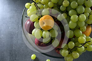 Still life with juicy summer fruits. Top view photo