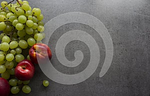 Still life with juicy summer fruits. Top view photo with copy space.