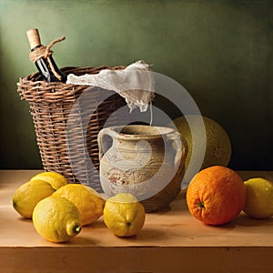 Still life with lemons and oranges