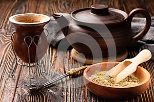 still life with mate tea accessories