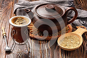 still life with mate tea accessories