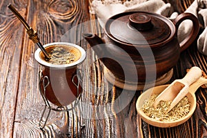 still life with mate tea accessories