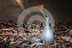 Still life, metal bottle