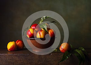 Still life with nectarines