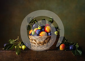 Still life with nectarines