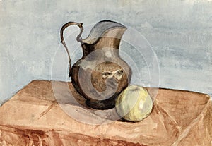 Still life, oil painting, handmade