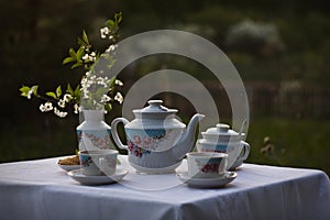 Still life with old tea set