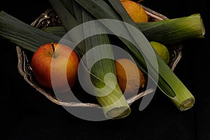 Allium ampeloprasum Vegetable Leek still life