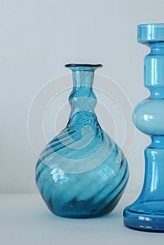 Still Life Out Of Two Blue Glass Vases