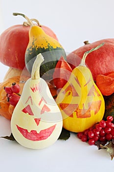 Still-life with painted pumpkins