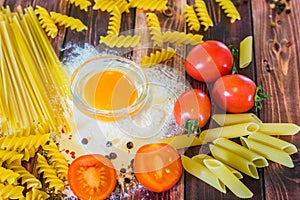 Still life with pasta ingredients