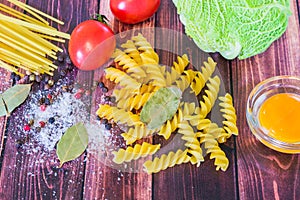 Still life with pasta ingredients