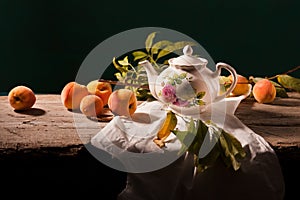 Still life with peaches