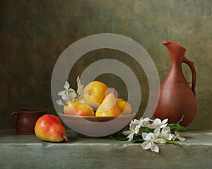 Still life with pears