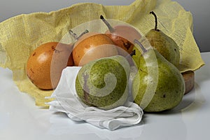 Still life of Pears and granadilla. Still life of fruits.