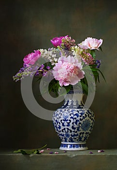 Still life with peonies