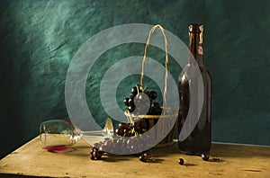 Still life Photography with Old red wine