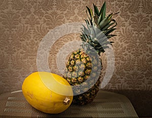 Still Life of a Pineapple and Squash