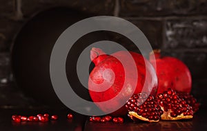 Still life with a pomegranate. Autumn fruits.